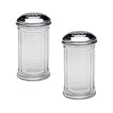 SET OF 2 - 12 Oz. (Ounce) Multi-Purpose Spice Seasoning Grated Cheese Shaker Retro Dispenser, Glass Jar, Perforated Stainless Steel Lid