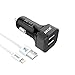 iXCC 24W 2.4A Dual Port Universal USB Car Charger High Speed Charging with 3-Feet MFi Certified Lightning Cable for iPhone 7 / 6s / Plus, iPad Pro / Air 2 / mini and More - Black