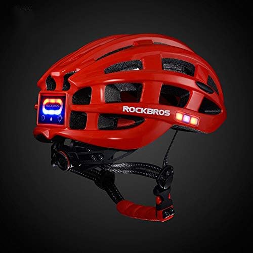 HGJVBFGH1 ROCKBROS Outdoor Sports Helmet With Light Mountain Bike Riding Safety Helmet Ruby red