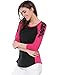 Allegra K Women's Floral Embroidery Color Block Raglan Sleeve T Shirt Pink XL US 18