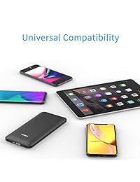 Cargador portátil de 10000 mAh, batería externa ultra delgada con enchufe de CA, cable tipo C, cable micro y otro cable para teléfono móvil