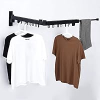 BENOSS Wall Mounted Clothes Drying Rack, Collapsible and Retractable Laundry Drying Rack Space Saver Hangers, Easy to Install, for Balcony, Laundry, Bathroom and Bedroom (Black)