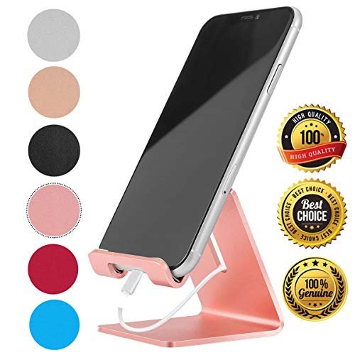 Desk Cell Phone Stand Phone Dock Cradle Holder Stand Compatible with Switch, All Android Smartphone, for iPhone 11 Pro Xs Xs Max Xr X 8 7 6 6s Plus 5 5s 5c Charging, Accessories Desk (Rose Gold)