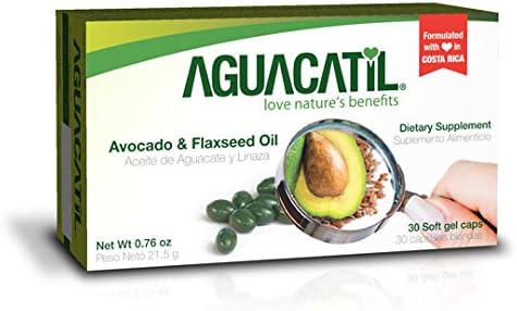 Aguacatil - Avocado (Aguacate) Oil and Flaxseed Oil Soft Gels - Gluten Free & Non-gmo Dietary Supplement (30 Soft Gels)