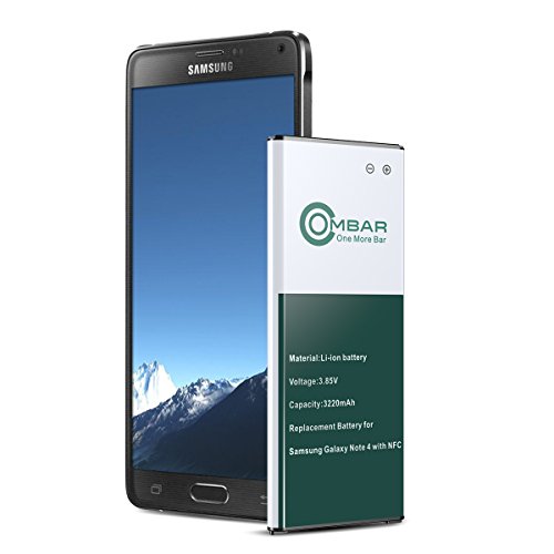 Ombar Samsung Note 4 Battery Replacment Battery for Samsung Galaxy Note 4: N910, N910U LTE, AT&T N910A, Verizon N910V, Sprint N910P, T-Mobile N910T NFC Function 3220mAh