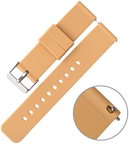 TON CHARME Quick Release Silicone Strap Straight End Watch Band with Stainless Steel Buckle 18/20/22mm (22mm, Milk Tea Color)