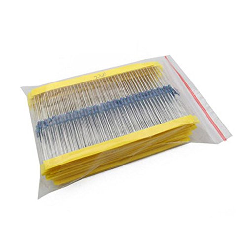 30 Values 1% Resistor Kit Assortment, 1/4W Metal Film Resistors 100 220 1K 2.2K 4.7K 10K Ohm, PoiLee 600pcs Electronics 10 Ohm-1M Ohm