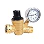 Esright Brass Water Pressure Regulator Lead-free with Gauge for Adjustable RV Water Pressure Regulator (NH threads)