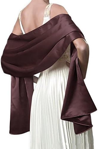 Honfon Womens Solid Color Satin Pashmina Shawl for Party Wedding Prom