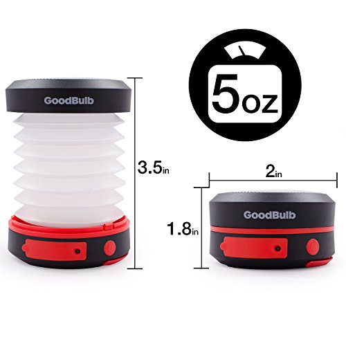 GoodBulb Compact Solar Lantern - Collapsible Lantern - Camping Accessories - Solar Lights - LED Rechargeable Light - USB Power Bank