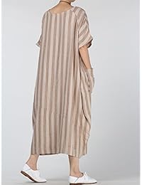 Mordenmiss vestido a rayas con cuello redondo, talles grandes, para dama.