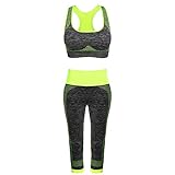 FITIBEST Sport Suits High Impact Sports Bra Yoga Pants Gym Outfits Breathable Exercise Bra and Leggings for Women (L, Green)