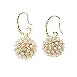 Tagoo Girl's Alloy Luxury Aound Style Yellow Gold Pearl Earrings