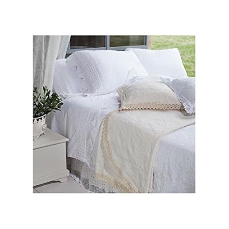 'Weiß mariclo – Tagesdecke 'Shabby Lace ecru 180 x 260 cm