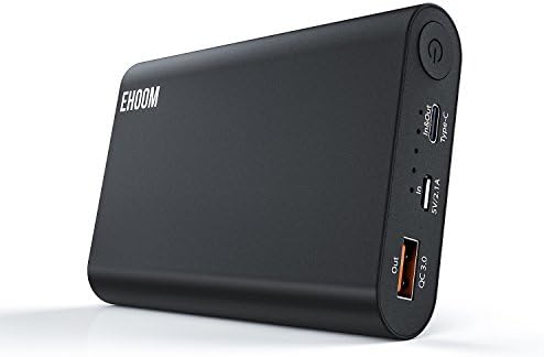 EHOOM 10000mAh Power Bank, QC 3.0 Type-C/USB-C High-speed Charging 3-Ports Output Portable Charger External Battery Pack