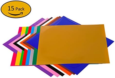 GoldTrust Heat Transfer Vinyl HTV Sheets Iron On for Cricut and Silhouette Cameo 12 x 10 inches Pack of 15 Starter Bundle
