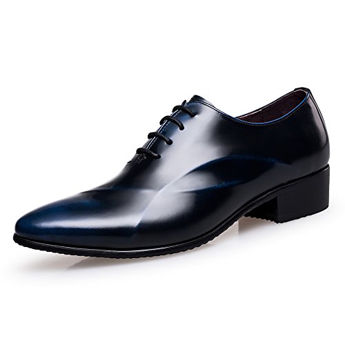 ZRO Men's Lace Up Formal Modern Oxford Dress Shoes Blue US 9.5