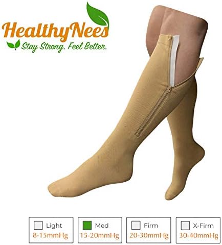 HealthyNees 15-20 mmHg Zipper Compression Extra Plus Size Calf Closed Toe Sock