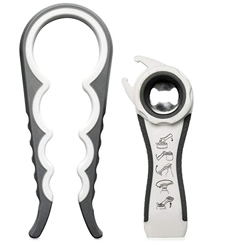 Bottle Can and Jar Opener Multi Kitchen Tool for Jars, Cans, Wine & Beer - Ergonomic Can Opener for Seniors, Elderly & Arthritis Sufferers - 2 in 1