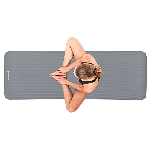 Incline Fit Extra Thick Exercise Mat w/Carrying Strap - Non Slip & Comfortable Workout Mat for Yoga, Pilates, Stretching, Meditation, Floor & Fitness Exercises, Elephant Gray - Thumbnail 6