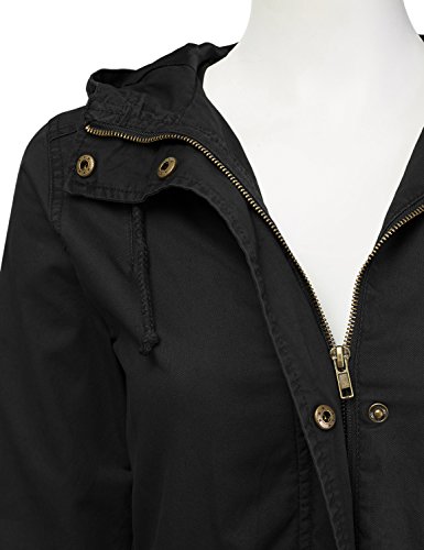 DRESSIS Women's Lightweight Military Anorak Hooded Jacket Black S
