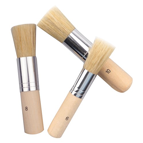 URlighting Wooden Stencil Brush (3 Pcs) - Natural Bristle Paint Brush for Acrylic Painting, Oil Painting, Watercolor Painting, Stencil Project, Card Making and DIY Art Crafts