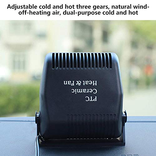 Lesgos 12V Portable Car Heater, 150W 2 in 1 Vehicle Windshield Defogger Defrostere, 30s Fast Heating Auto Ceramic Heater Cooling Fan Plug in Cigarette Lighter for Automobile Trucks RV SUV - Thumbnail 3