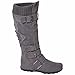 Generation Y Women's Knee High Mid Calf Flats Boots Sweater Knitted Cuff Buckles Wedge Rubber Sole