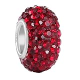 BoRuo Charms 925 Sterling Silver Czech Crystal Garnet Glass Ball Beads Spacers January Birthstone Top QUality Solid Core Charm Fit Pandora Bracelets.