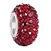 BoRuo Charms 925 Sterling Silver Czech Crystal Garnet Glass Ball Beads Spacers January Birthstone Top QUality Solid Core Charm Fit Pandora Bracelets.