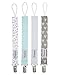 Pacifier Clip by Honeyed - 4 Unique Baby Pacifier Teething Toy Holder with Grey and Mint