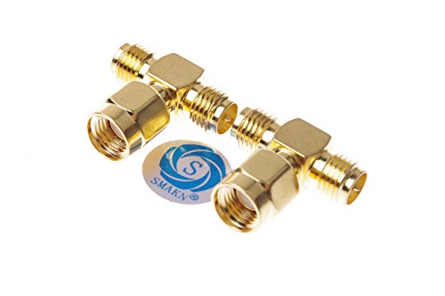 SMAKN® 2 Pcs Rp-SMA Male to Two Rp-SMA Female Triple T Rf Adapter Connector 3 Way Splitter