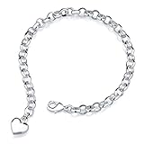 Inspired Sterling Silver Finish Heart Charm Bracelet