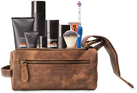 Leather Toiletry Bag for Men - Stylish, Practical and Thicker Than Other Bags - This Handmade Vintage Unisex Dopp Kit is Sturdy and Water Resistant - Store All Your Travel Toiletries in Style 6 Leather Toiletry Bag for Men - Stylish, Practical and Thicker Than Other Bags - This Handmade Vintage Unisex Dopp Kit is Sturdy and Water Resistant - Store All Your Travel Toiletries in Style