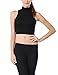 KOGMO Women's Lightweight Fitted Sleeveless Turtleneck Crop Top with Stretch-L-Black