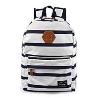 Douguyan Casual Lightweight Backpack Unisex Classic Shoulder Bookbag Daypack Laptop Bag Fits 14 Inch (White)