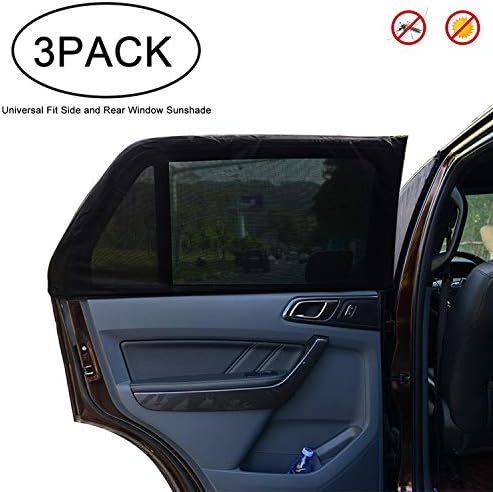 Benewell Window Shades, 3 PACK Car Side Rear Sun Shade Premium Universal Fit Baby Child Kids Cars SUV's- Protects Your Baby from the Sun- Breathable Stretch