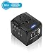 Universal Travel Adapter All-in-one Worldwide Travel Charger Travel Socket, International Power Adapter with 4 USB Ports, AC Plug for Over 150 Countries, Travel Accessories, Black