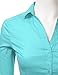 Doublju Basic 3/4 Sleeve Cotton Button Down Collared Shirts For Women With Plus Size