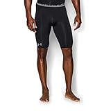 Under Armour Men's HeatGear Armour Compression Shorts – Long, Black/Steel, X-Large