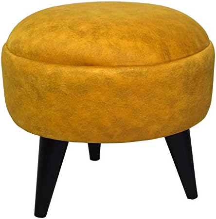 Timbertaste Sheesham Solid Wood PU Leather CONY Orange Finish Ottoman, Footstool, Pouffe l Home Furniture l Decorative l Indoor l Solid wood l Multiutility l Living Room l For Home l For Office l Hand Crafted l Easy To Handle l Lecquer Finish l Classic l Modern l contemporary l Featured l Storage l Wooden Touch l Polished