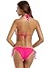 zeraca Women's Tie Side Pantie Triangle Bathing Suits (L14, Pink Glo)