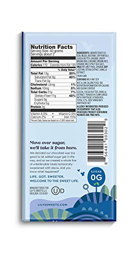 Crispy Rice Dark Chocolate Bar by Lily's Sweets, Stevia Sweetened, No Added Sugar, Low-Carb, Keto Friendly, 55% Cacao, Fair Trade, Gluten-Free & Non-GMO, 3 Ounce, Pack of 12