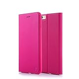 Nouske iPhone 6/6S Flip Folio Wallet Stand up Credit Card Holder Leather Case Cover Holster/Magnetic Closure/TPU bumper/360 Full Body protection, Hot Pink