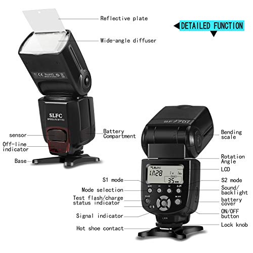 SF770I Flash Speedlite for Canon Nikon Panasonic Olympus Pentax and Other DSLR Cameras,Digital Cameras with Standard Hot Shoe