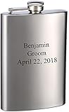Hip Flask Holding 8 oz for Groomsman - Metallic Grey Finish, Stainless Steel, Screw-On Cap, Expertly Welded, Leakproof, Rustproof - Front Engravable for Personalized Gift - 1 Pack