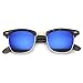 Premium Half Frame Horn Rimmed Sunglasses with Metal Rivets (Flash Mirror Series | Tortoise/Ice)