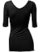 HASLRA Women's V-neck Sexy Top_95% Modal_Stretch Top (Black-S)