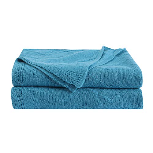 Piccocasa Solid 100 Cotton Knit Throw Blanket Lightweight Soft