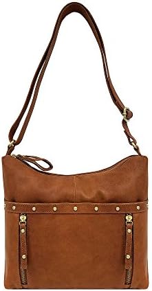 GAL Leather Double Entry Hobo Crossbody Whiskey
